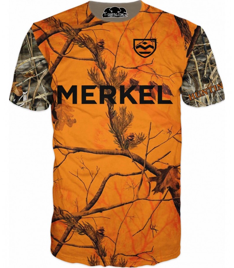 Ловна тениска с лого на Меркел - оранжева
