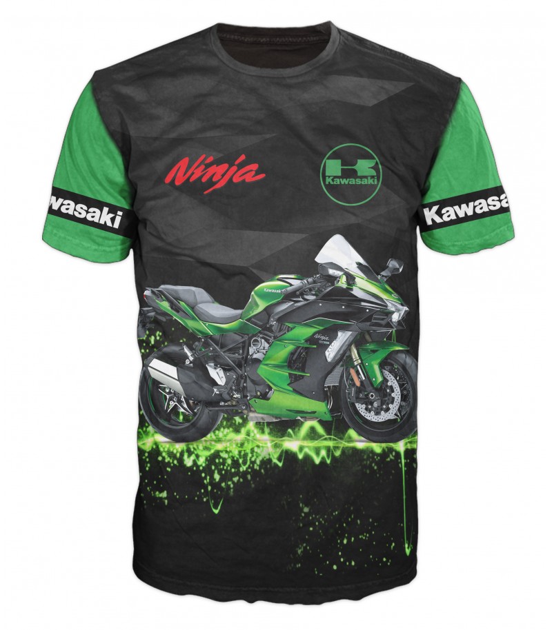 Мъжка тениска с мотор KAWASAKI