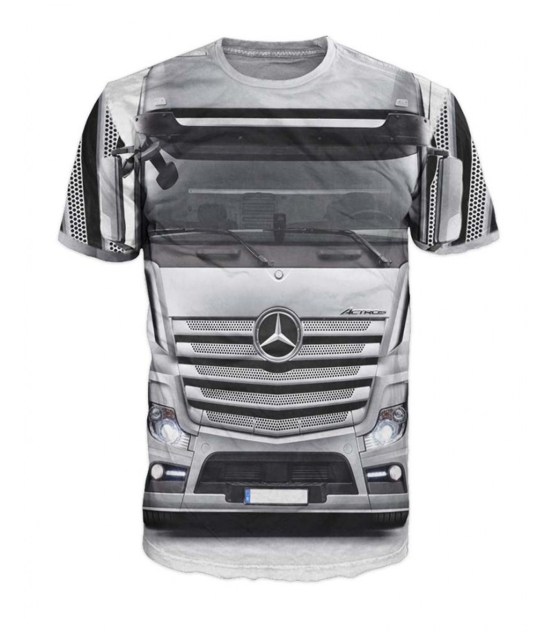 Mъжка тениска с камион Mercedes-сив