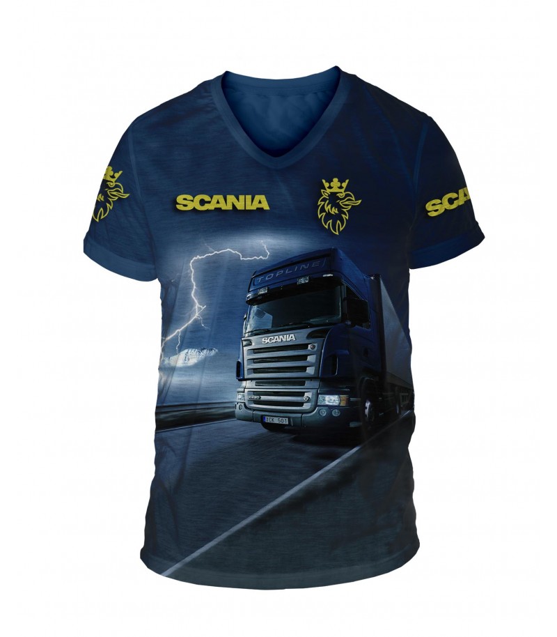 Тениска с камион SCANIA-синя
